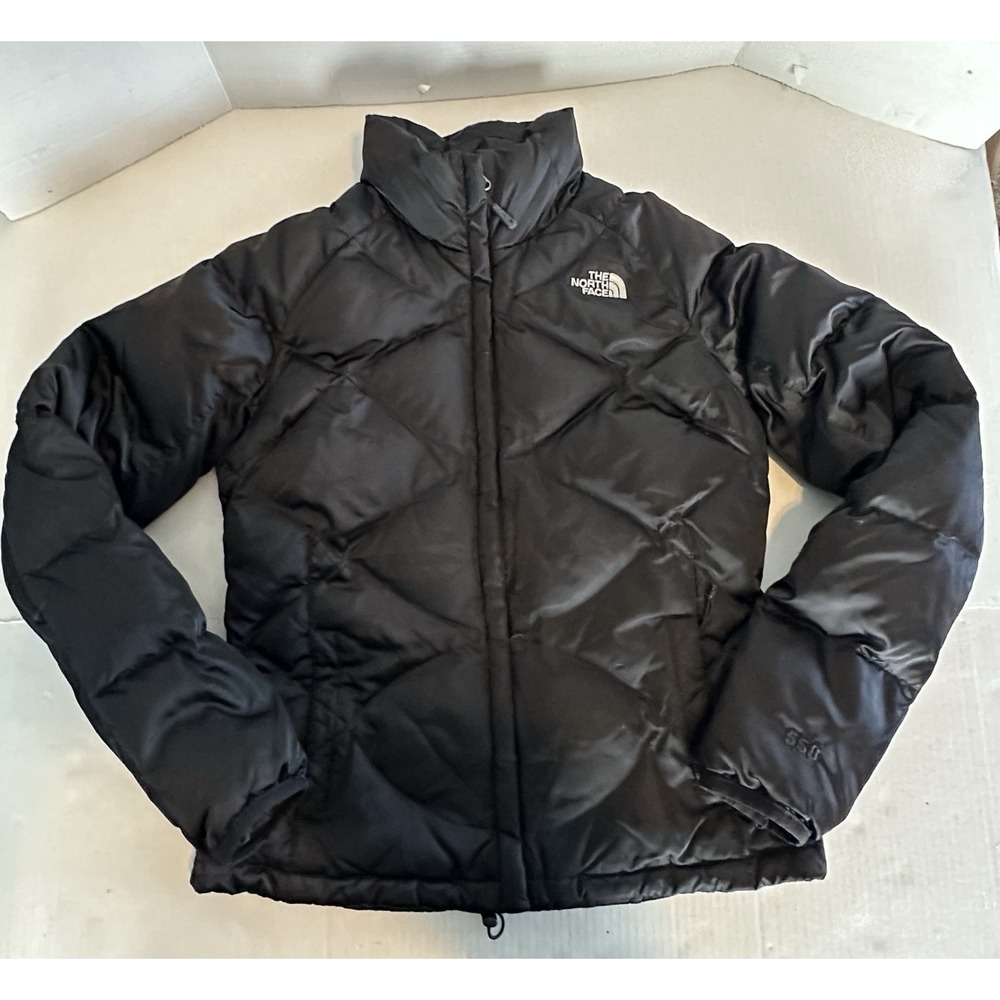 The North Face Jacket 550 Down Puffer Quilted Satin Jet Black Women's Small